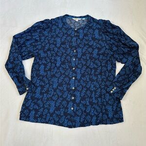 Boden Blue Floral Long Sleeve Button up Blouse Size US 20/22 ( Plus Size )